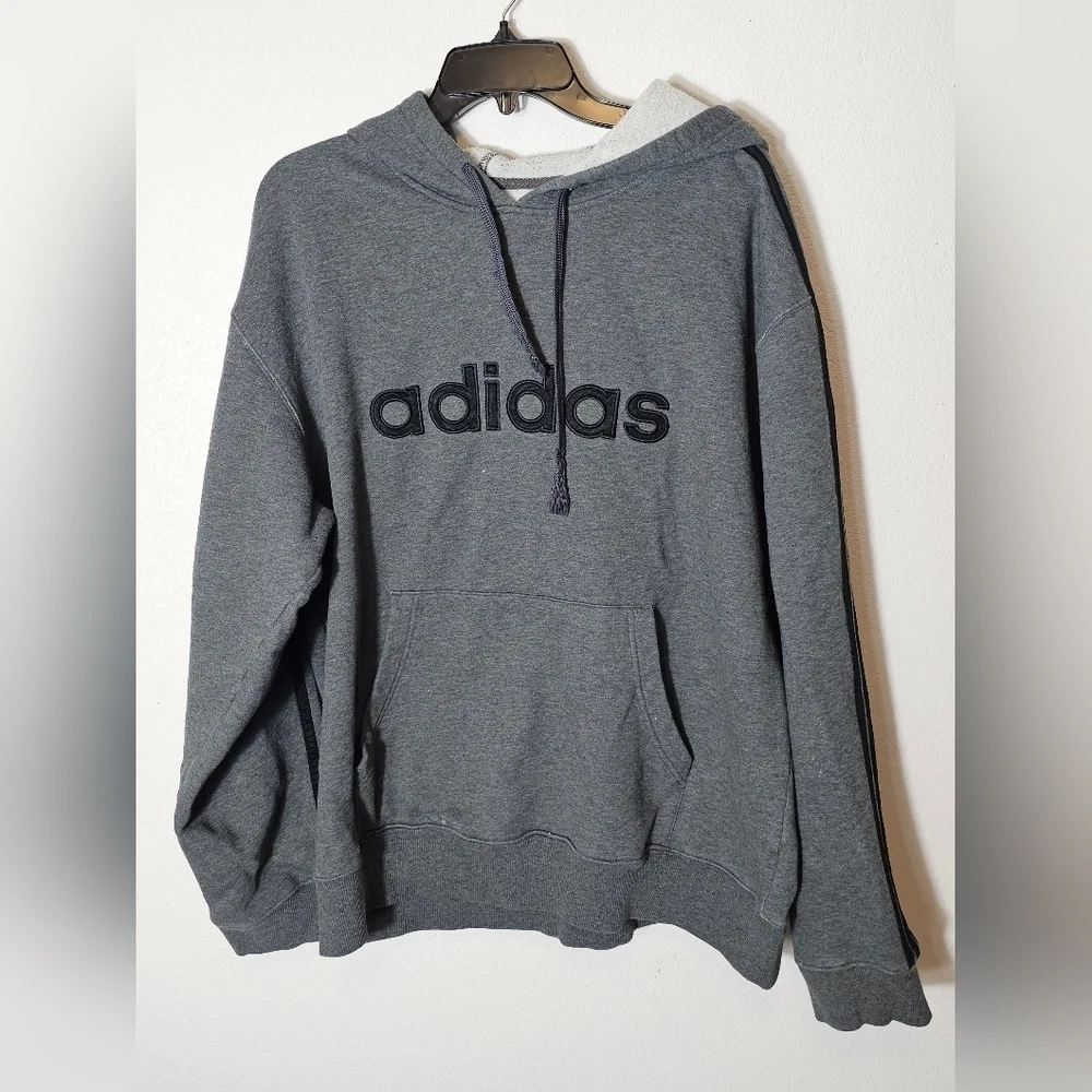 Adidas Men's Gray 2005 Vintage Hoodie Men's Size Large *See flaws
